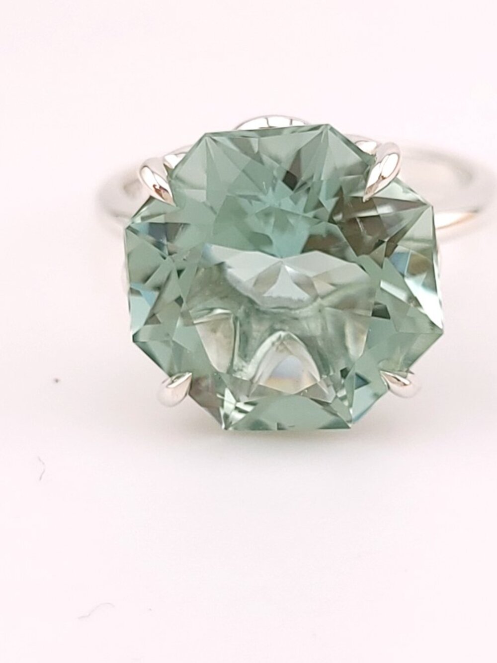 Tiffany & Co. Sterling Silver Green Prasiolite  Sparklers Cocktail Flower Ring 6 - Picture 4 of 9